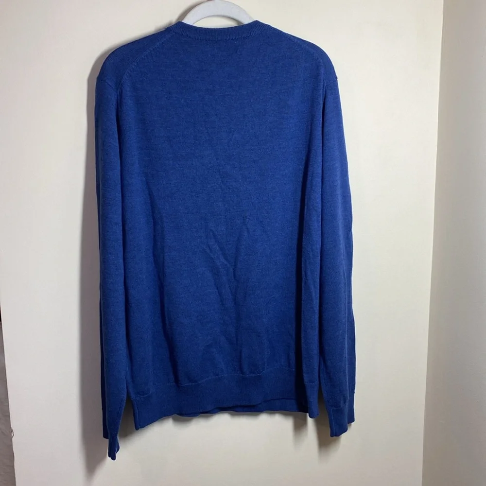Men’s Merino Wool V Neck Sweater Blue Size Large EUC Toscano Firenze - Picture 2 of 4